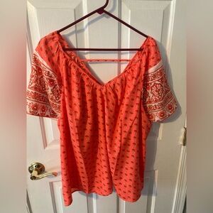 Lane Bryant Swing Sweetheart-Neck Popover Top; Coral size 18/20